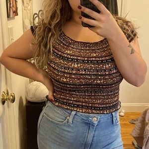 Boho style off the shoulder crop top